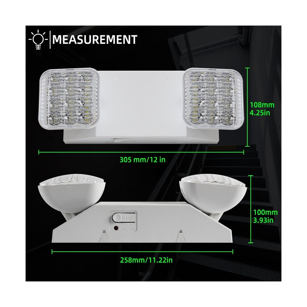 Emergency Light, LED Emergency Lighting with Battery Backup, 2 Adjustable Hea...