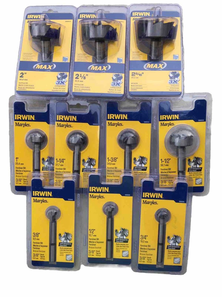 10 Pc  Assortment Irwin Marples Forstner Bits