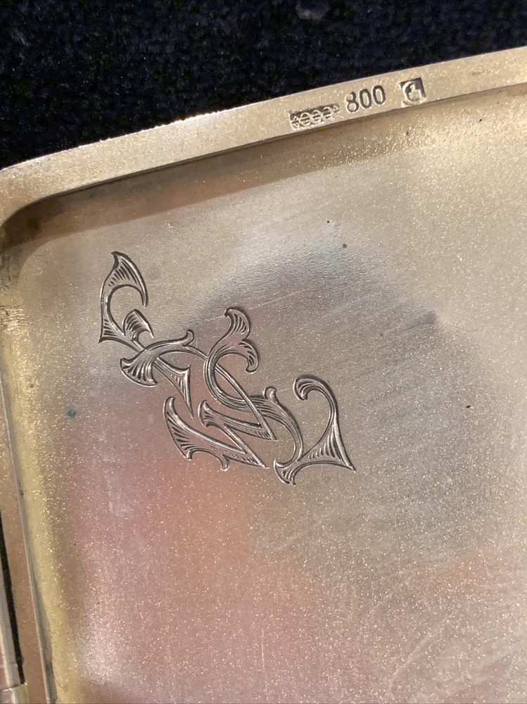 Antique 800 Silver Cigarette Case Engraved “FWL”
