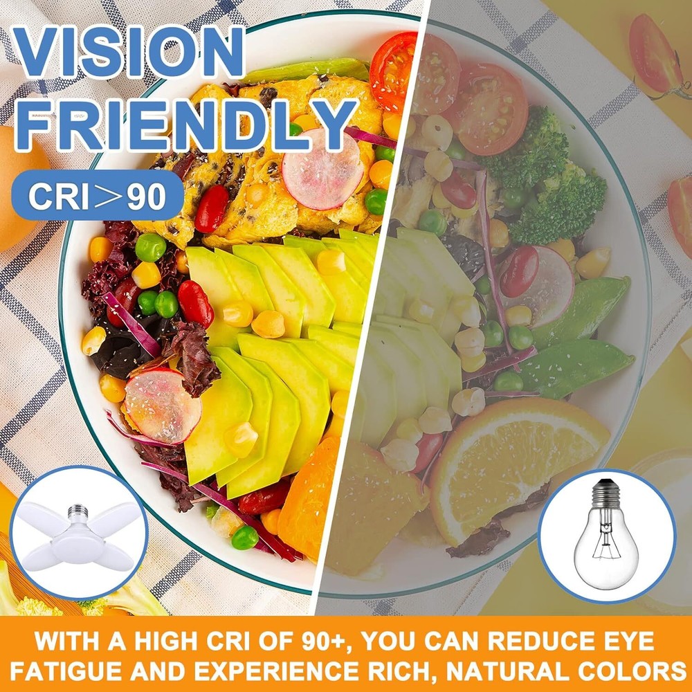 E27 LED Garage Light Bulb 28W Deformable Ceiling Fixture Lights Workshop Lamp