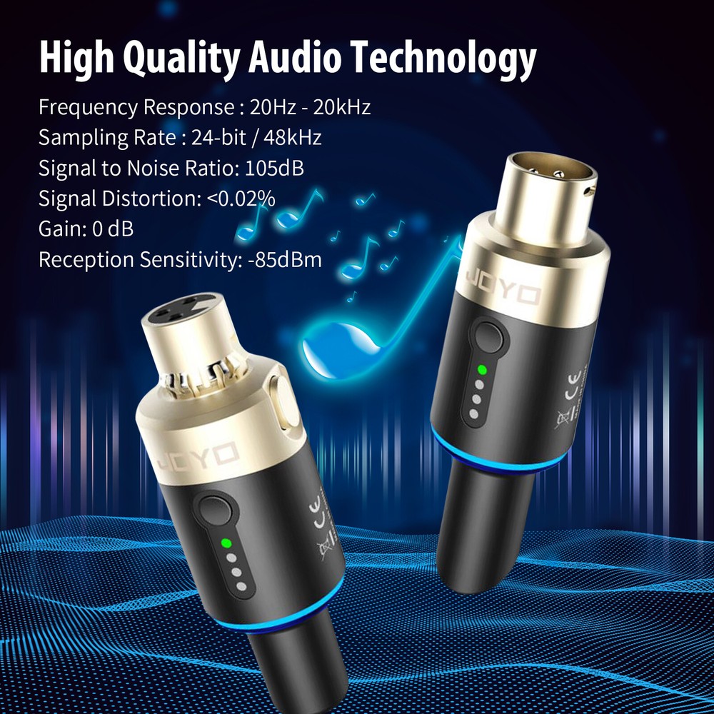 JOYO 5.8GHz Microphone Wireless System Transmitter & Receiver 4 Channels Dynamic