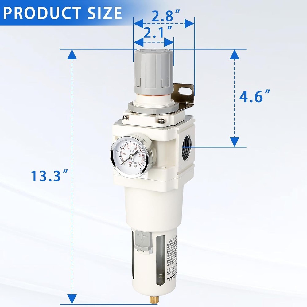 WeiTeng 1" NPT Compressed Air Filter Regulator Combo