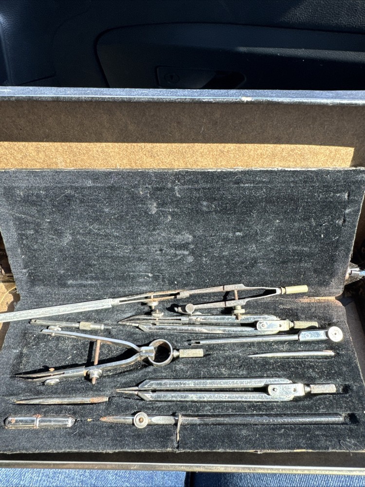 Vintage Set Of Soviet Drawing Instruments Drafting Tools