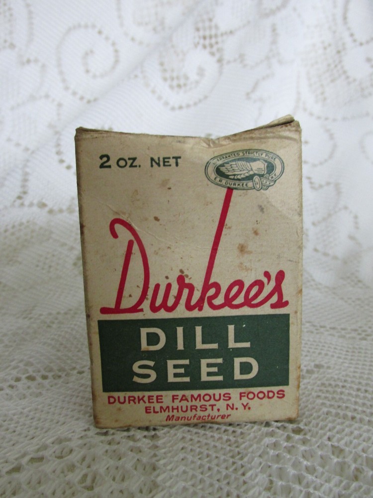 Vintage Unopened Durkee's 2 oz Cardboard Dill Seed Spice Box
