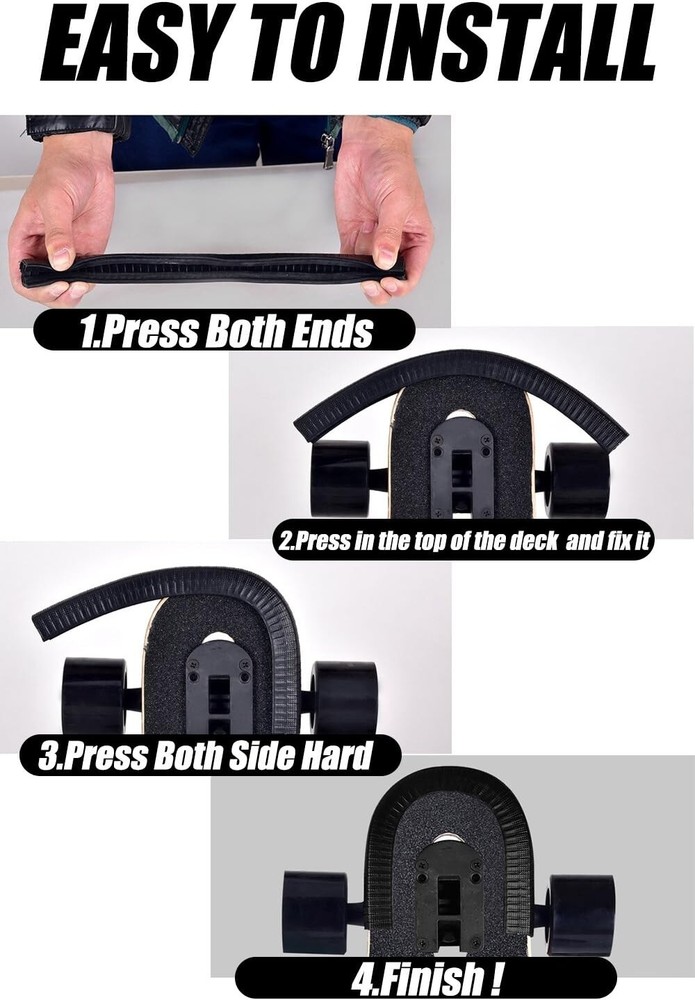 MAXPRO Skateboard Deck Edge Guard / Protector, Durable Black Rubber Cover