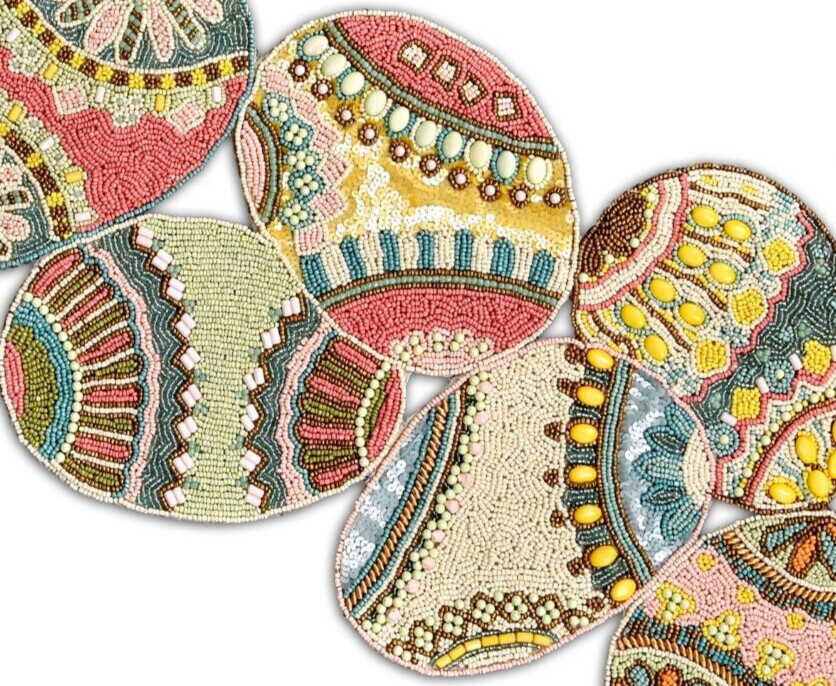 Easter Eggs Design Table Runner Beaded Table Runner Luxury Table Topper 13X36 In