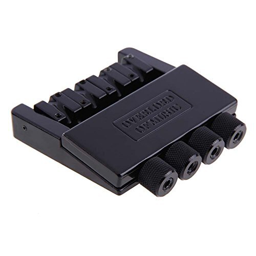 4 String Headless Electric Bass Tailpiece Bridge set Fixed Hardtail Saddle Black