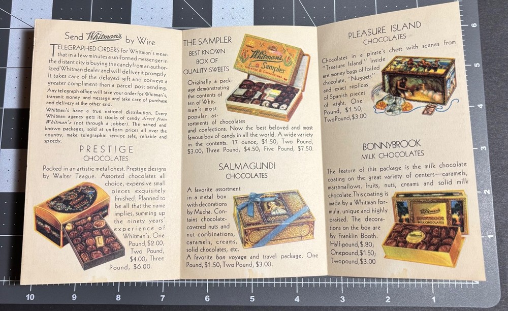 Vtg 1920s Whitmans Chocolate Sampler CANDY BOX Brochure TELEGRAPH Wire Catalog