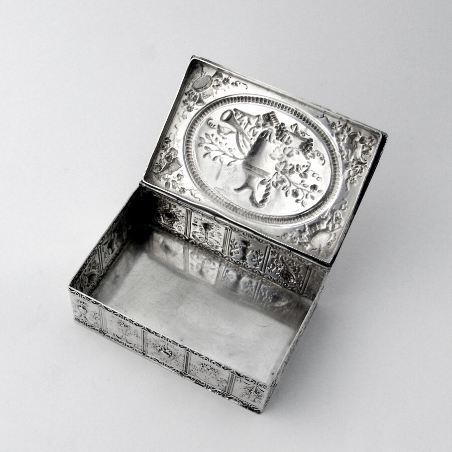 Repousse Floral Small Rectangle Box German 800 Standard Silver