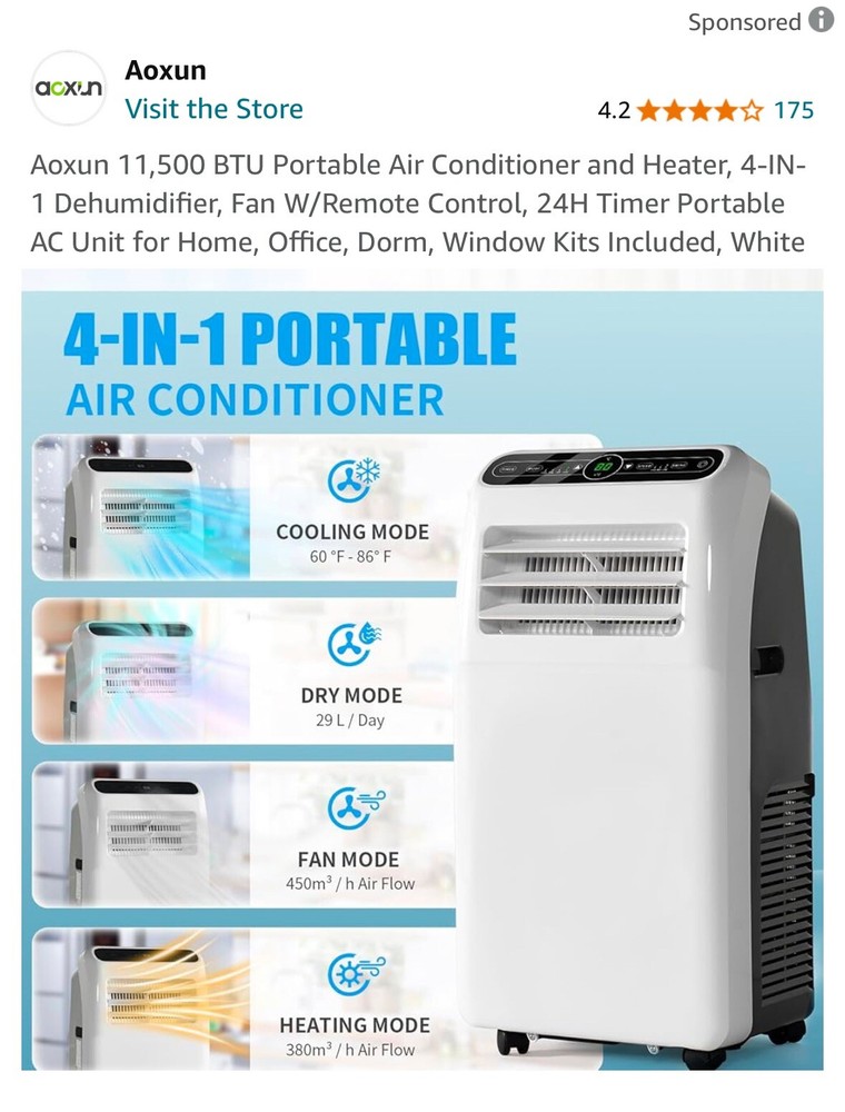 portable air conditioner with heat