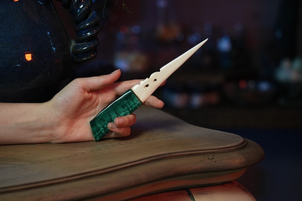 Malachite and Bone Athame
