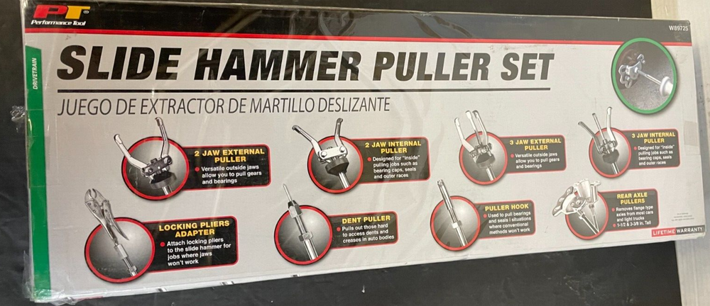 Performance Tool W89725 Slide Hammer Puller Set NIB