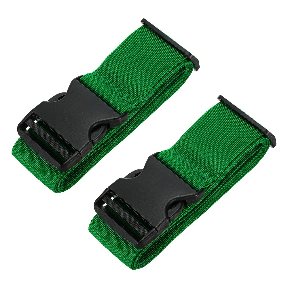 2" x 6.5' Luggage Strap Polyester Adjustable Suitcase Belt Green 2pcs