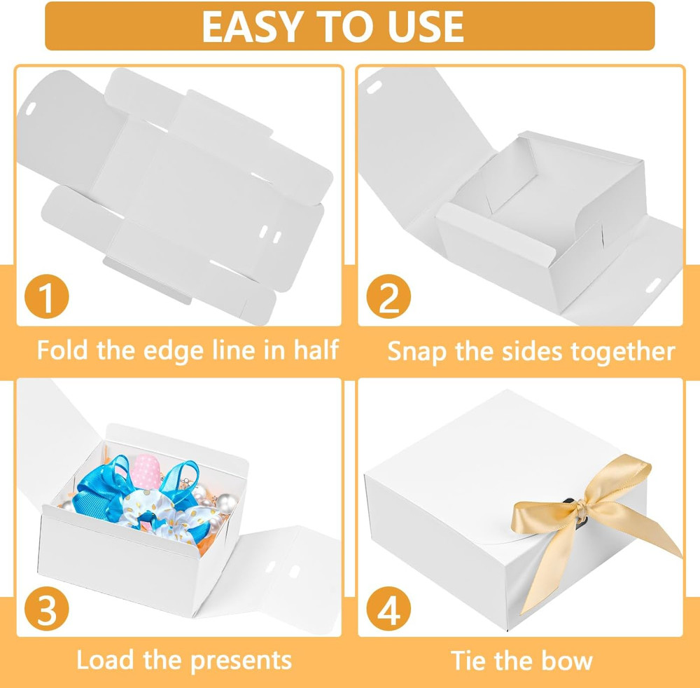 12pack Small Gift Boxes with Lids for Presents, 4.5''x4.5''x2'' White Gift Boxes