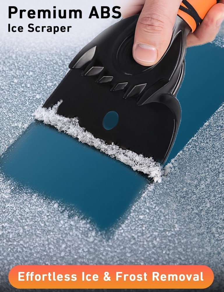 Compact 36” Snow Brush with Telescopic - 360° Rotating Ice Scraper