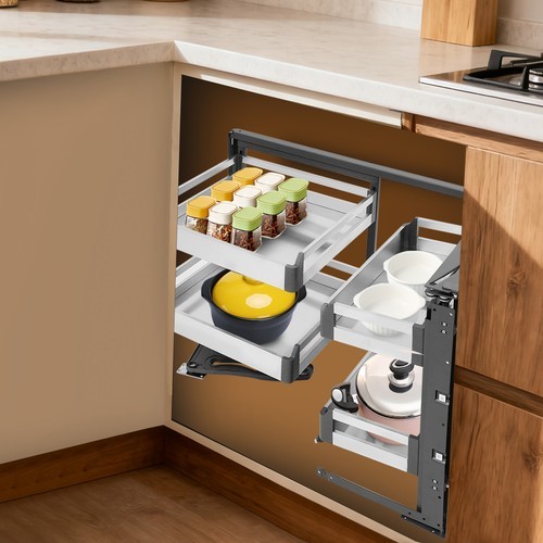 Blind Corner Cabinet Pull-Out Corner Organizer Swivel Corner Cabinet