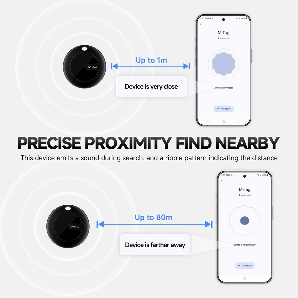 MiTag Bluetooth Tracker for Android, Google Certified Key Finder/Luggage Trac...