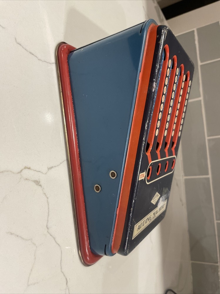 1940's Vintage Metal Tin Wolverine Adding Machine Hand Pull Dial Calculator