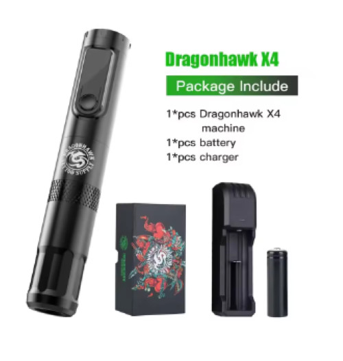 Dragonhawk 4 Colors Replaceable Wireless Battery Pen X4 Machine Tattoo Pen