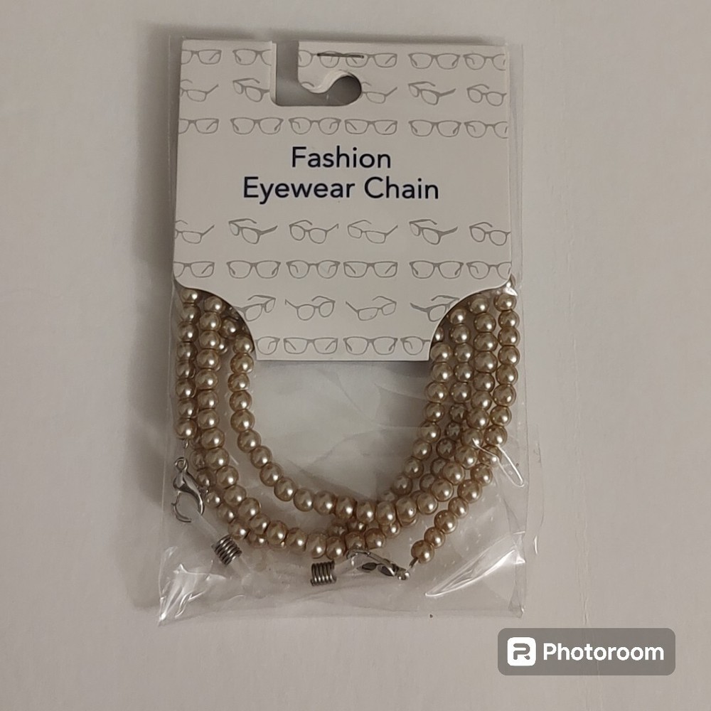5pc Eyeglass Accessory Set Gold Chains Beaded Holder Cord Rope Microfiber Cloth