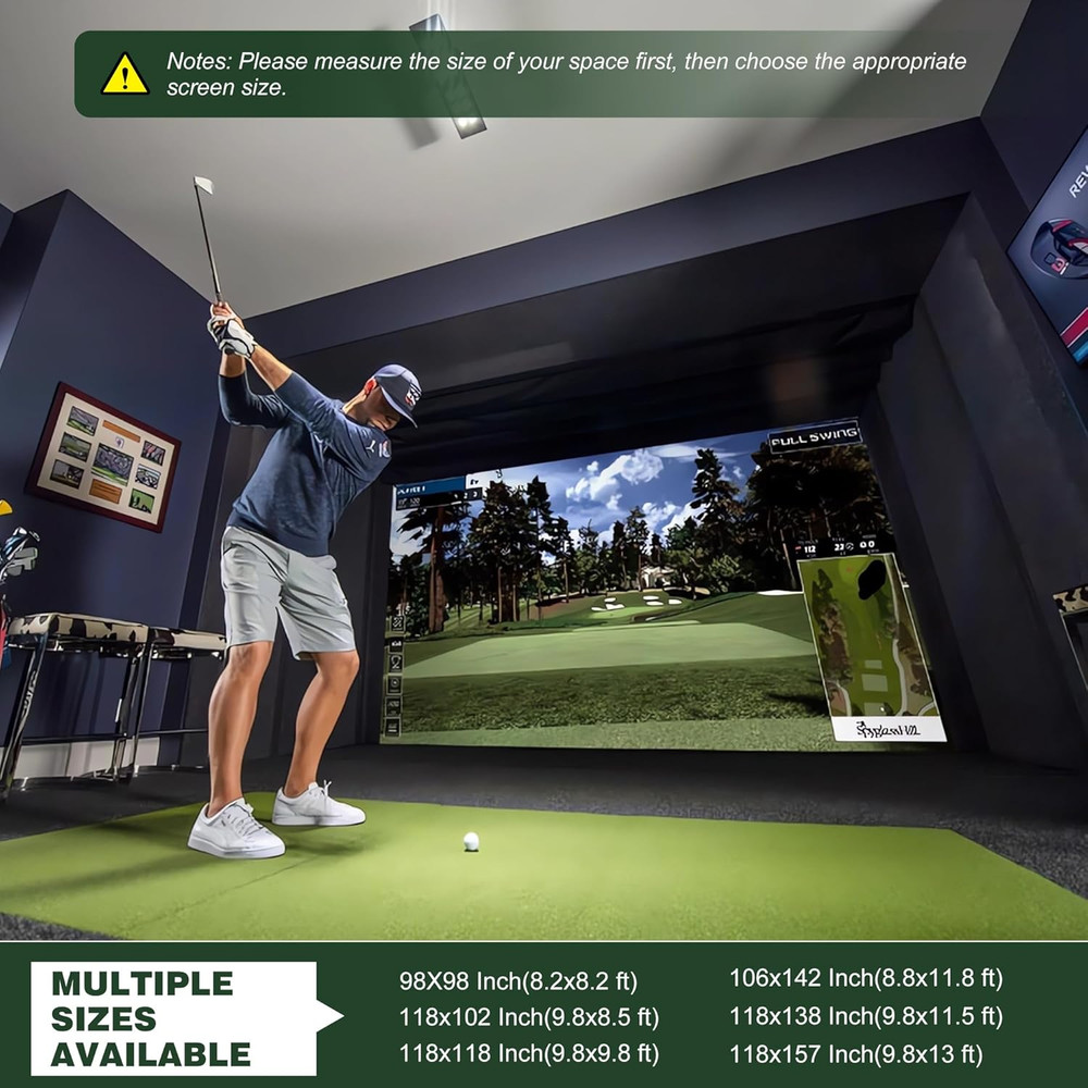 Gray Fireproof Golf Simulator Impact Screen, 3D Air Mesh Impact Screen for Golfs