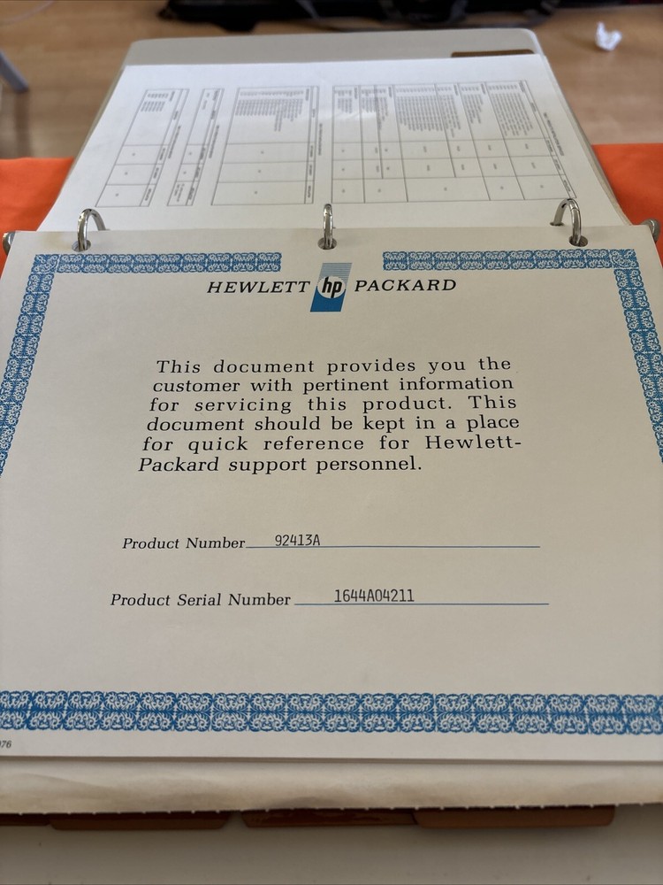 Hp 1000 Support Log Manual Used