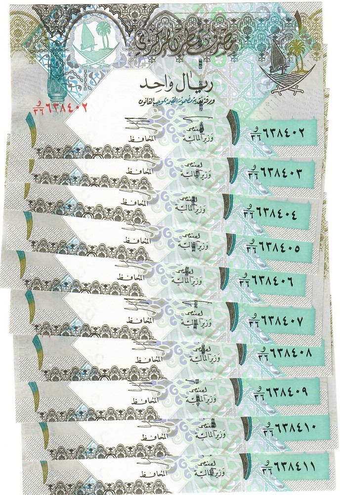 Qatar 10x 1 Riyal 2003 UNC
