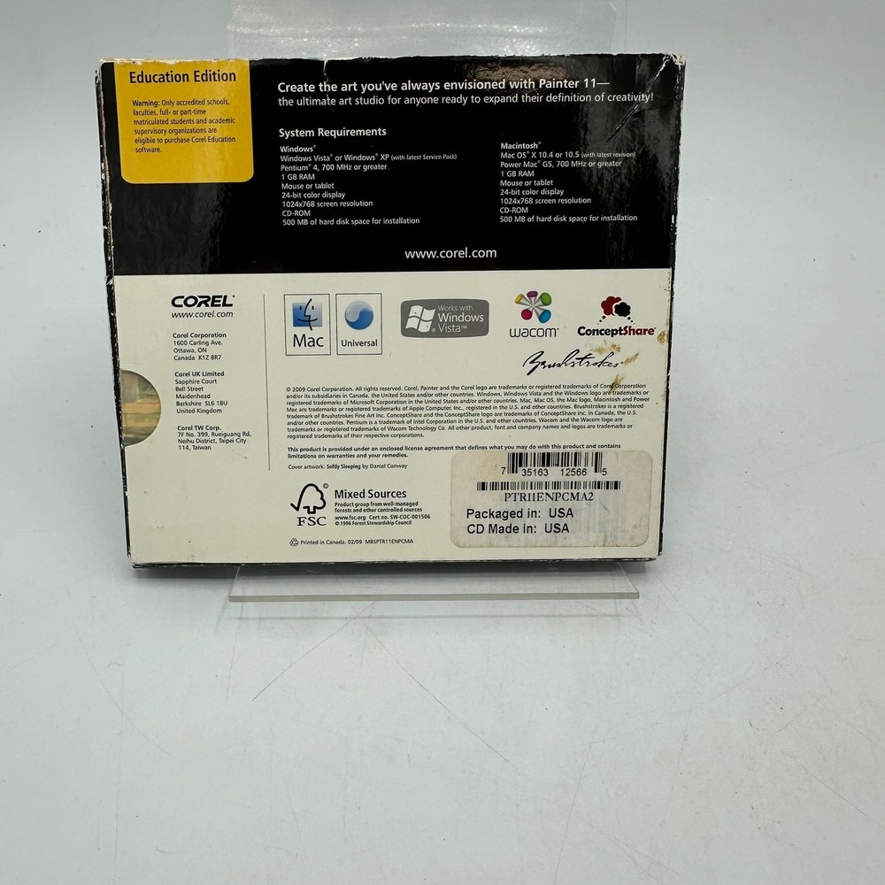 Corel Painter II Education Edition Windows and Macintosh PC Software CD Disc