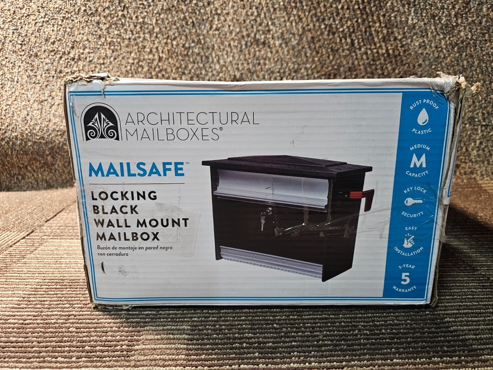 Architectural Mailboxes Wall Mount Mailbox Locking Black Medium-Sized Aluminum