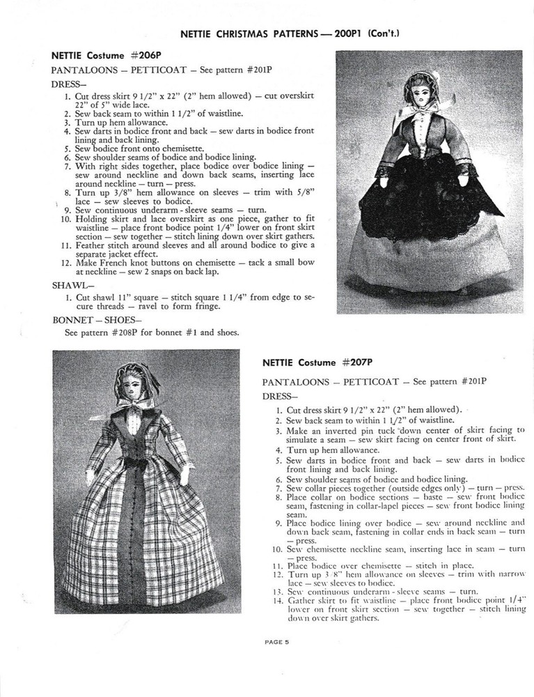 Nettie Spring Medley Romantic 1830's Patterns and Cloth Doll sewing Pattern