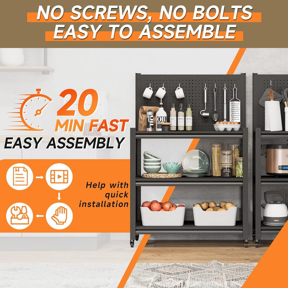 Workbench with Pegboard, Adjustable Heavy Duty Work Table with Wheels, Heavy Dut