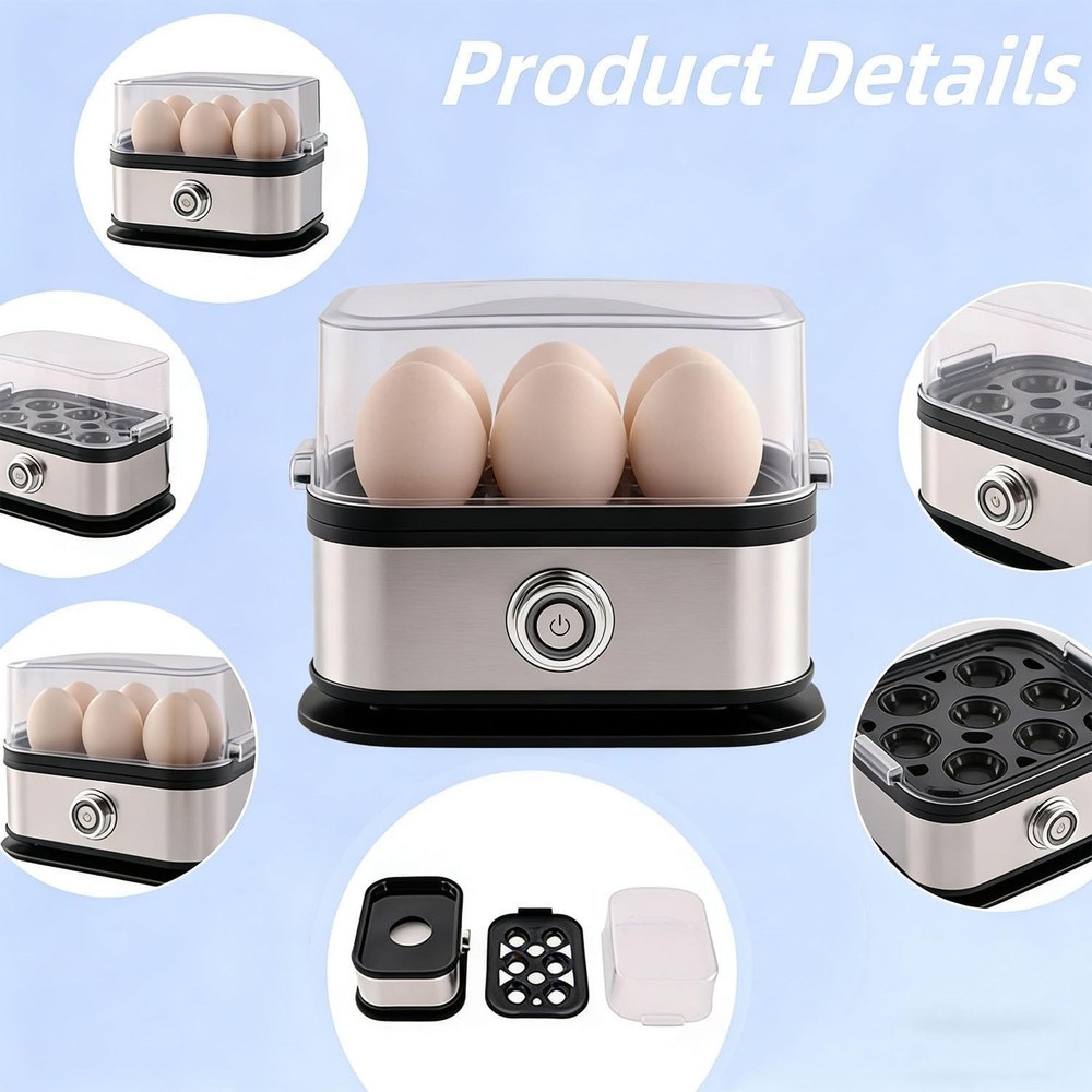Smart Egg Cooker Multi-Function Rapid Eggs Cooker Electric 6 Egg Capacity Hard