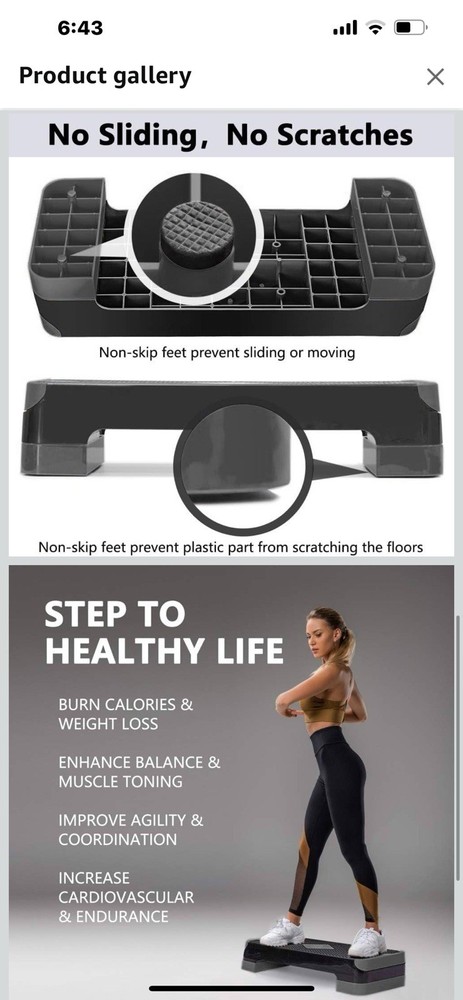 Aerobic Exercise Stepper - Adjustable Workout Platform, 26.5" Step Deck with ...