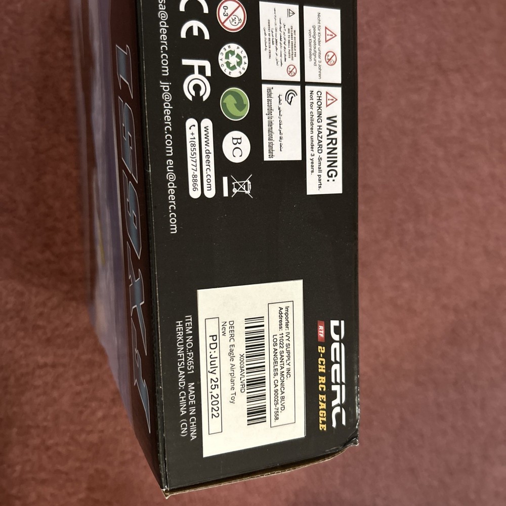 DEERC RC Plane, Remote Control Eagle Plane, RTF Airplane, 2.4GHZ 2CH Flying B...