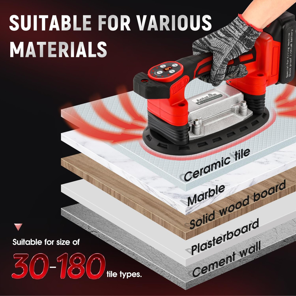220mm Tile Vibration Tool with 441Lbs Suction & 9 Speed Settings