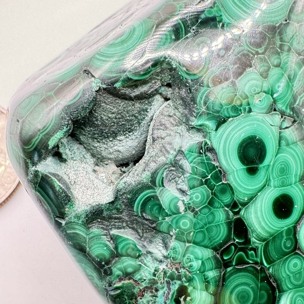 468 Grams Malachite Polished Tight Pattern Great Shape And Quality For Display