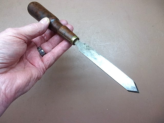 Antique Unbranded File Turned into Wood Spear Point Chisel Clean Nice & Sharp!