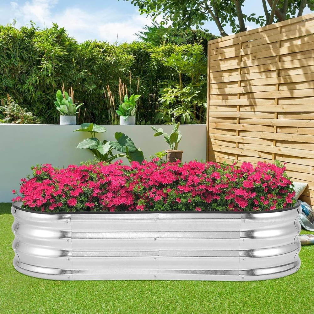 GRAVEE 2 Pack Galvanized Raised Garden Bed 4.5x2x1ft Planter Boxes Vegetables