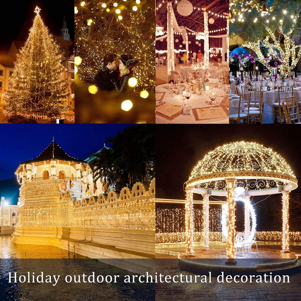 2 Pack Total 200 LED 66FT Solar Powered Copper Wire String Lights Outdoor, Water
