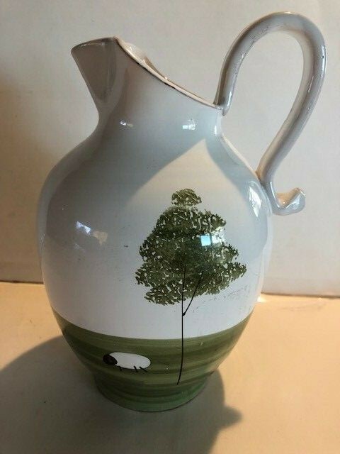 Trees and Sheep Red Pottery Pitcher