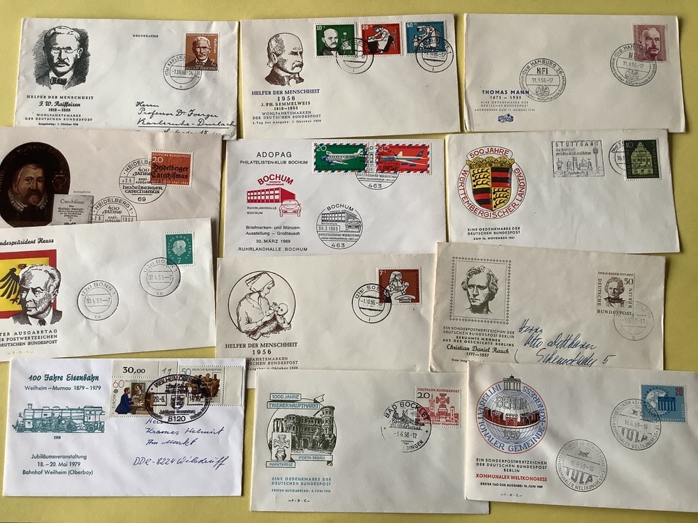 Germany commemorative 12  postal stamps covers items Ref A577