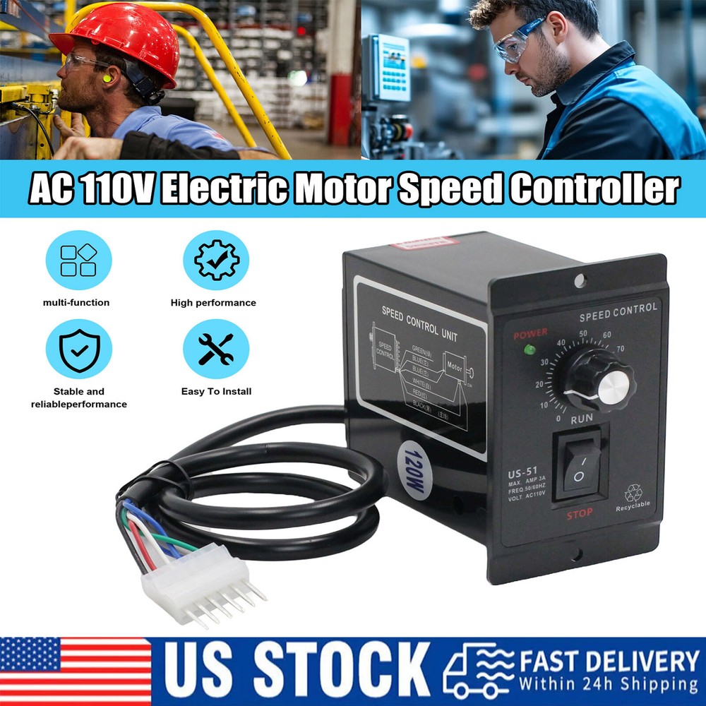 120W DC Motor Speed Controller Micro Gear Sensor AC110V to DC90V Forward Reverse