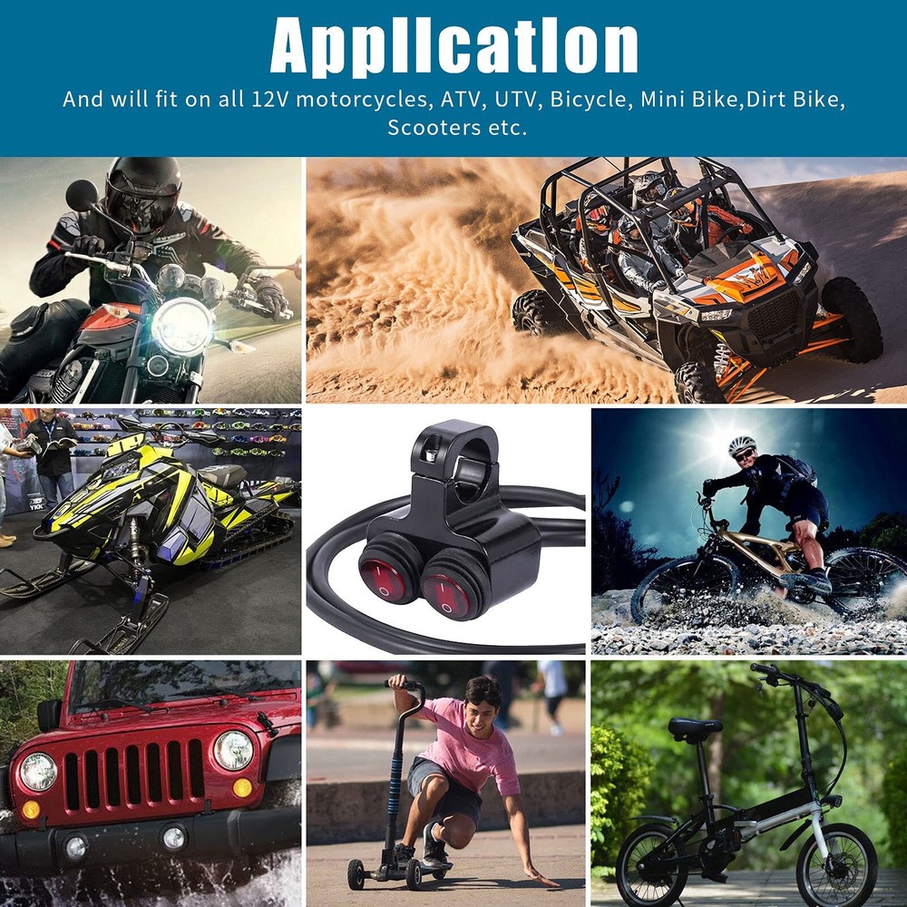 Waterproof Motorcycle ATV 7/8″ Light Bar Switch，Handlebar Double Control Kill...