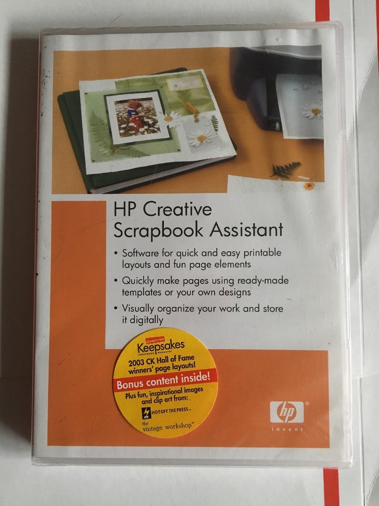 HP Creative Scrapbook Assistant CD ROM Software WIN XP/2000/98/Me NEW SEALED