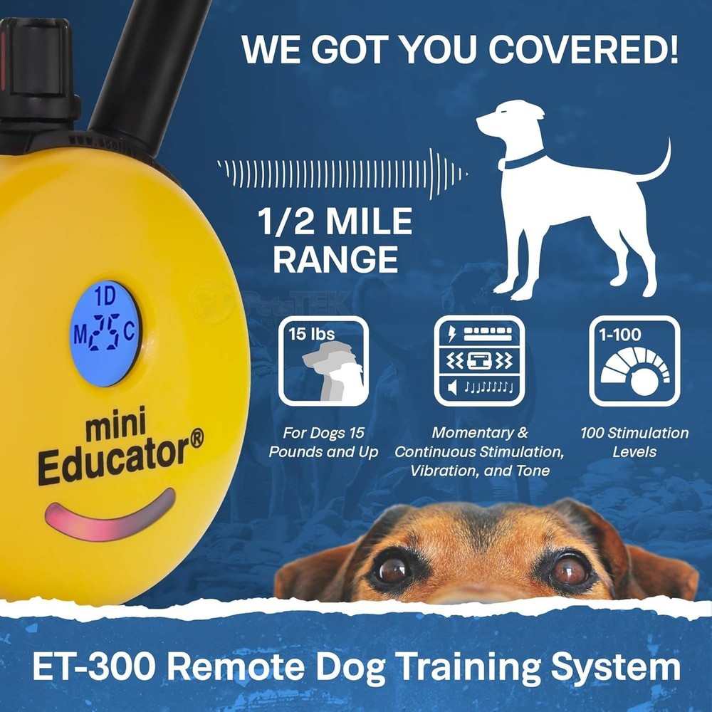 ET-300 Mini E Collar for Dog Training with Remote - 1/2 Mile Range, Waterproof,