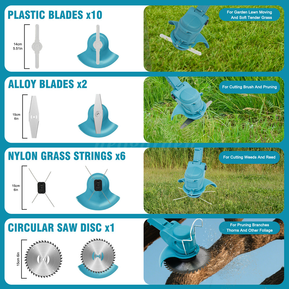 Electric Cordless Grass String Trimmer Lawn Edger Weed Eater Wacker + 2 Battery