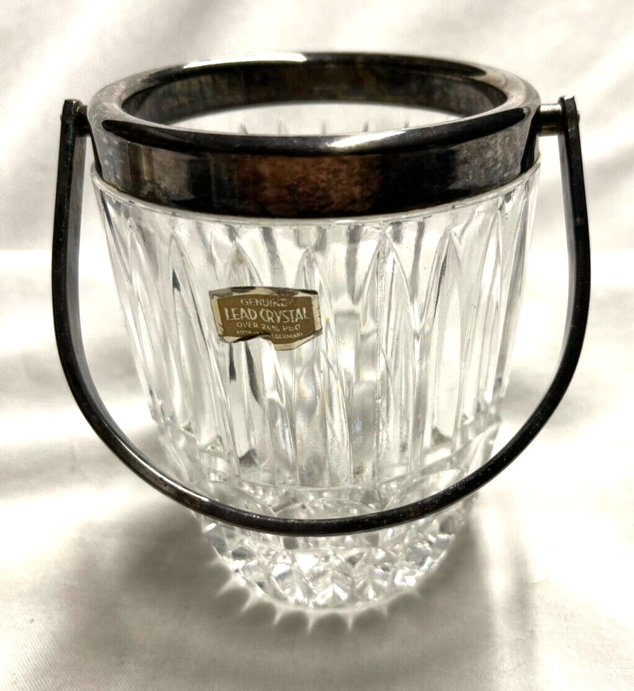 Lead Crystal bucket with Silver Handle - 4" diameter