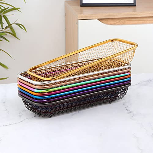 Gold Kitchen Drawer Organizer, Stackable Mesh Storage Baskets, Stainless Steel