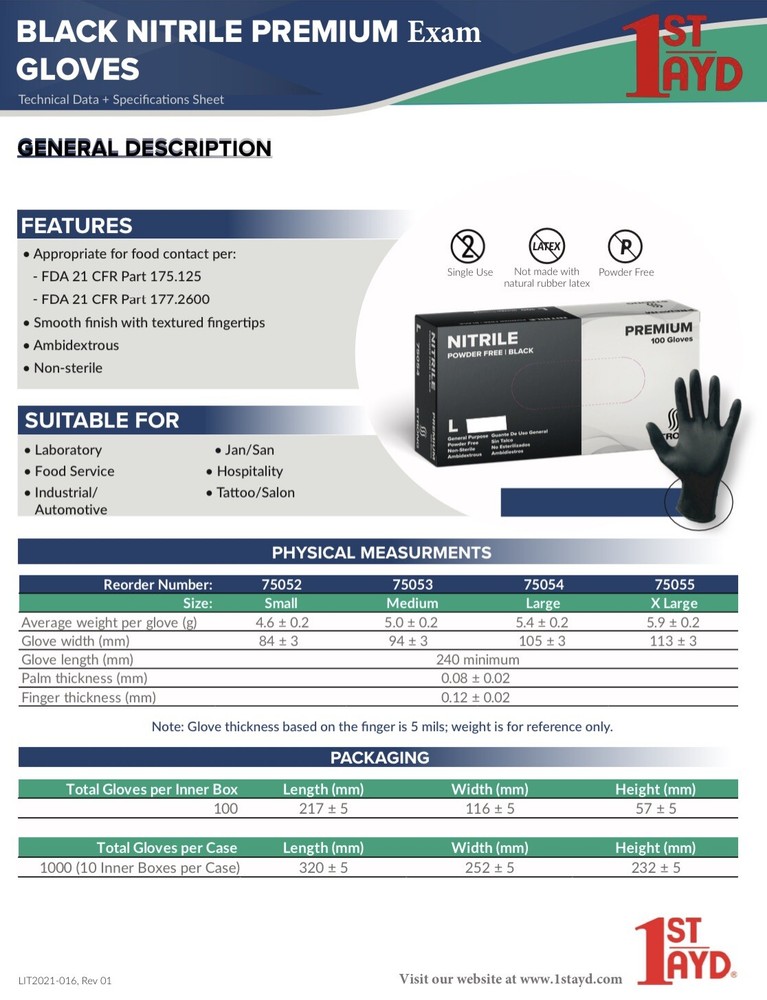 5mil Disposable Black Nitrile Gloves