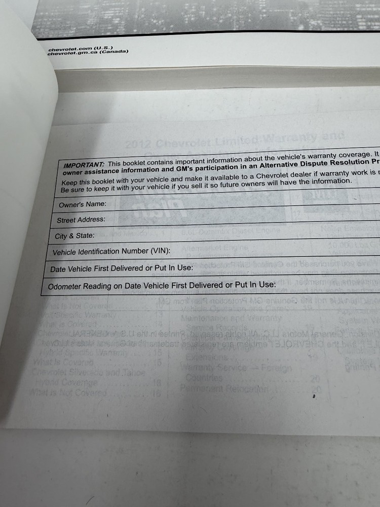 2012 Chevrolet Impala Owners Manual OEM Set